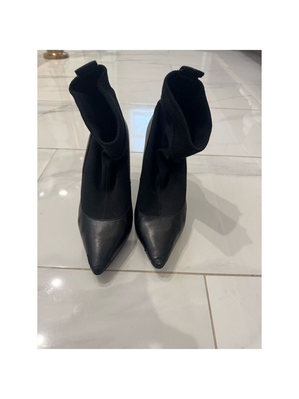 Jimmy Choo Women's Black Leather Ankle Boots Size 39.5 Stiletto Heel - Picture 4 of 6